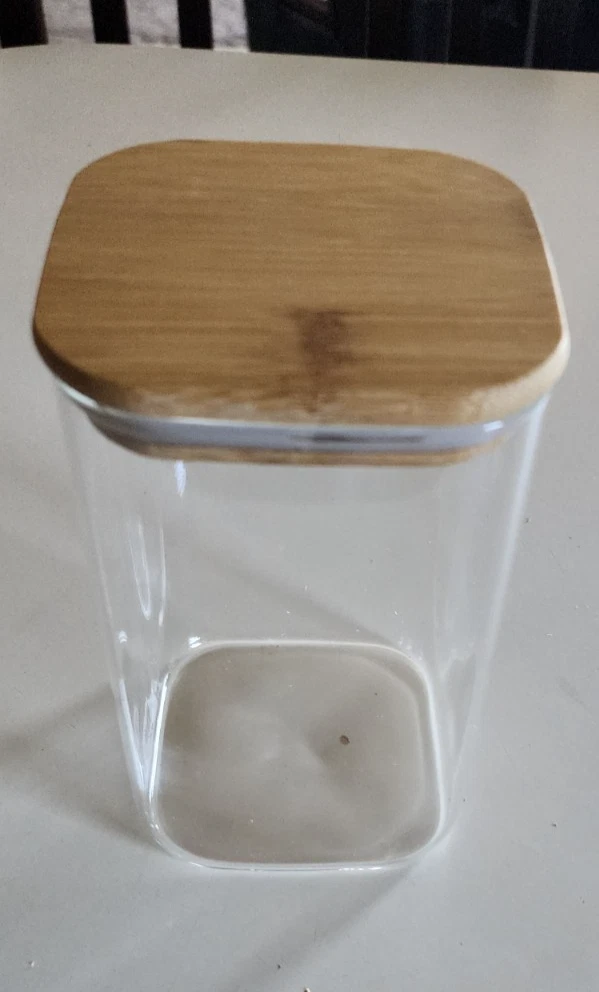 NEW 4-Pk 37Oz Glass Food Storage Jars with Bamboo Lids Clear Airtight Canisters