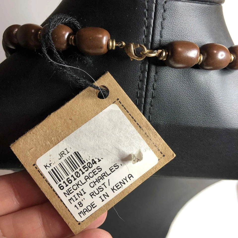 5487 KAZURI Quênia Colar Comércio Justo Mini Charles 18" Colar Ferrugem Novo - Imagem 2 de 2