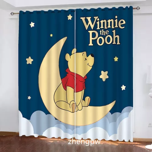 Paar dicke Thermo-Verdunkelungsvorhänge Winnie Puuh Cartoon Ring oben Ösen UK - Bild 7 von 28