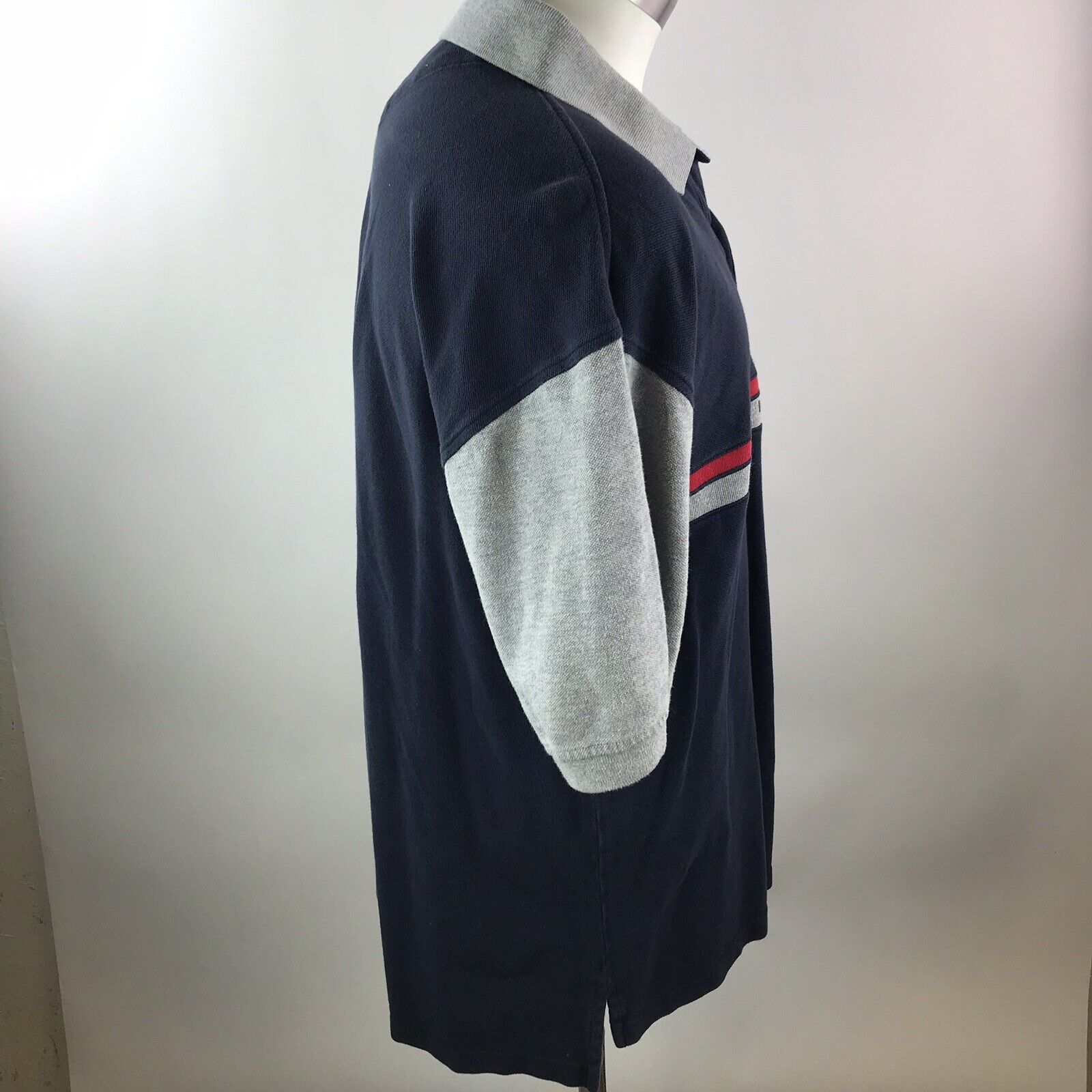 TOMMY HILFIGER Vtg Spellout Polo Shirt Gray Blue … - image 4