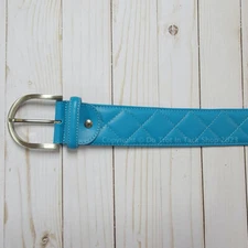 Tailored Sportsman Quilted Leather Belt - Azure/Silver