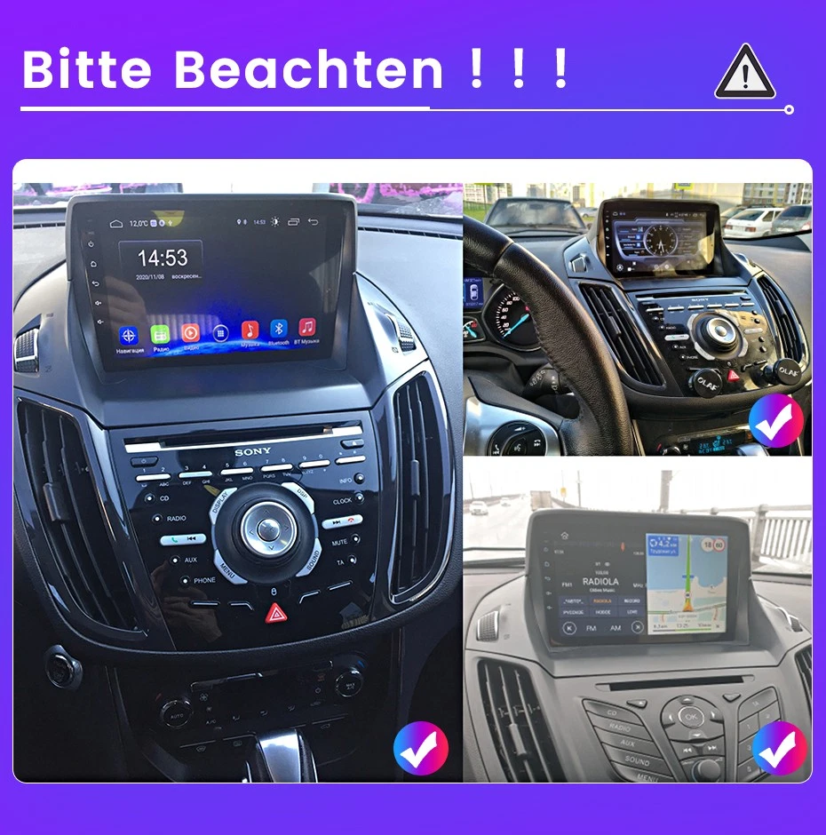 Für Ford C-Max 2011-2015 Kuga II 2013-2016 Android Autoradio Carplay GPS NAV SWC - Bild 2 von 4