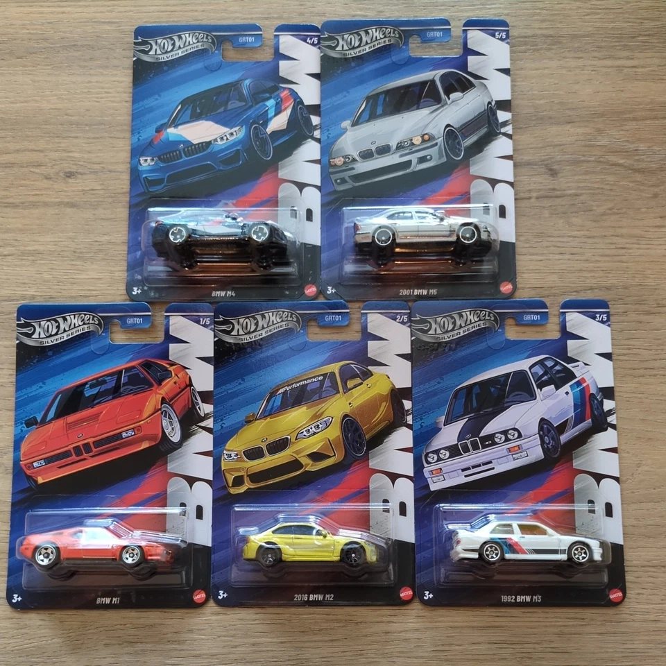 1:64 Hot Wheels 2025 Silver Series BMW M SET 5 pcs. GRT01-979N BMW M5, M1, M3