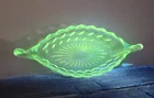 Clear EAPG Vintage  Depression  Glass UV Reactive Relish  Dish