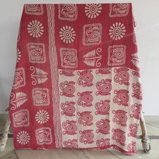 Indian Handmade Vintage Kantha Quilt Reversible Bedspread Twin Cotton Coverlet