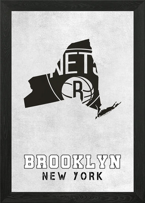 New York State Karte gerahmtes Wandbild Poster Leinwanddruck Bild