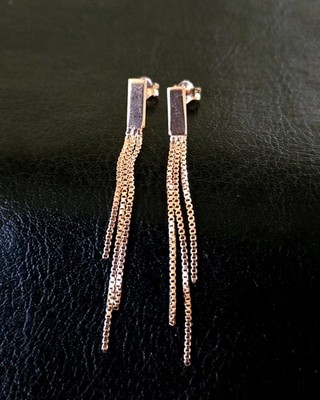  JTV 14K ROSEGOLD/ 925 STERLING DREISTRANG D-SCHLIFF BOX KETTE OHRHÄNGER