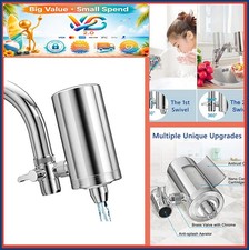 Faucet Water Filter 1200 Gallon 304 Stainless Steel Tap Filtration Dual Swivel
