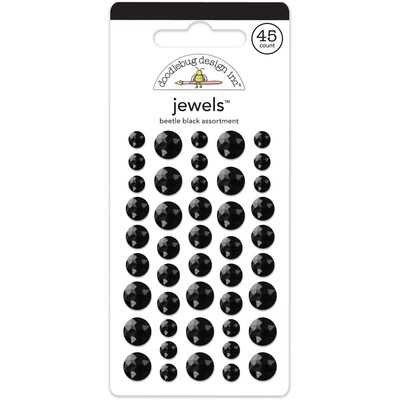 3er Pack - Doodlebug Klebesteine 6mm,8mm & 10mm 45/Pkg - Käfer schwarz - JEWEL-35
