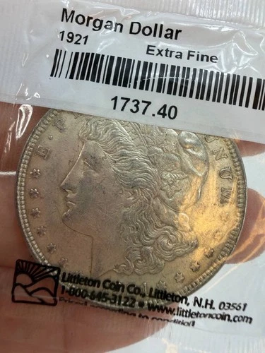 1921 Morgan Silver Dollar $1 Extra Fine US Coin 90% Silver Littleton Holder