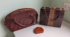 2 X VINTAGE KROKODILLEDER HANDTASCHEN - GR&Ouml;SSER IST 13 X 8 1/2 ZOLL