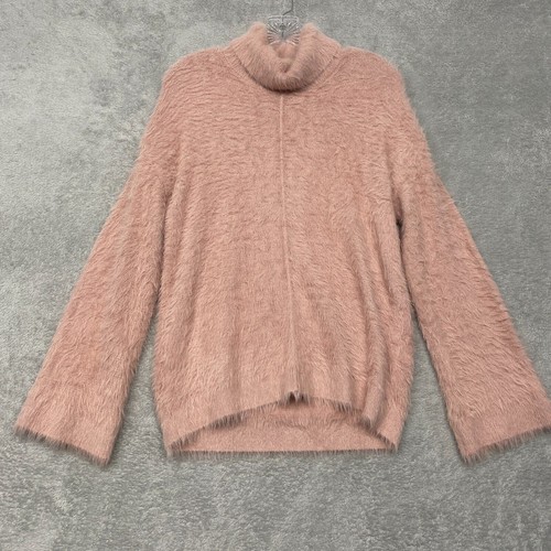 INC International Concepts Womens Sweater Large Pink Fuzzy Knit Casual Pullover