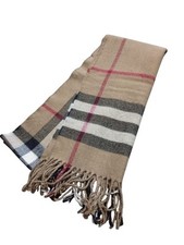 Burberry scraf camel brown Check Cashmere 100% LambsWool made in scotland unisex