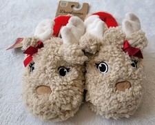 Dearfoams Cozy Comfort Slippers Reindeer w Horns Women's 5-6, NEW