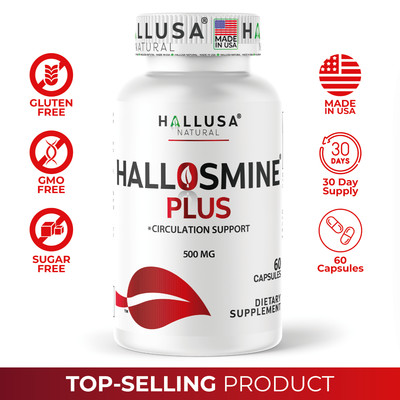 Hallosmine Plus Diosmin 500mg | Blood Circulation & Varicose Veins | 60 Capsules