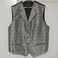 Scully Western Cowboy Paisley Silver/Black Vest Men s Size L