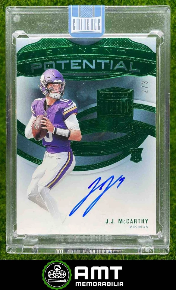 2024 Panini Eminence JJ J.J. McCarthy Eminent Potential Auto Green 2/3 Vikings