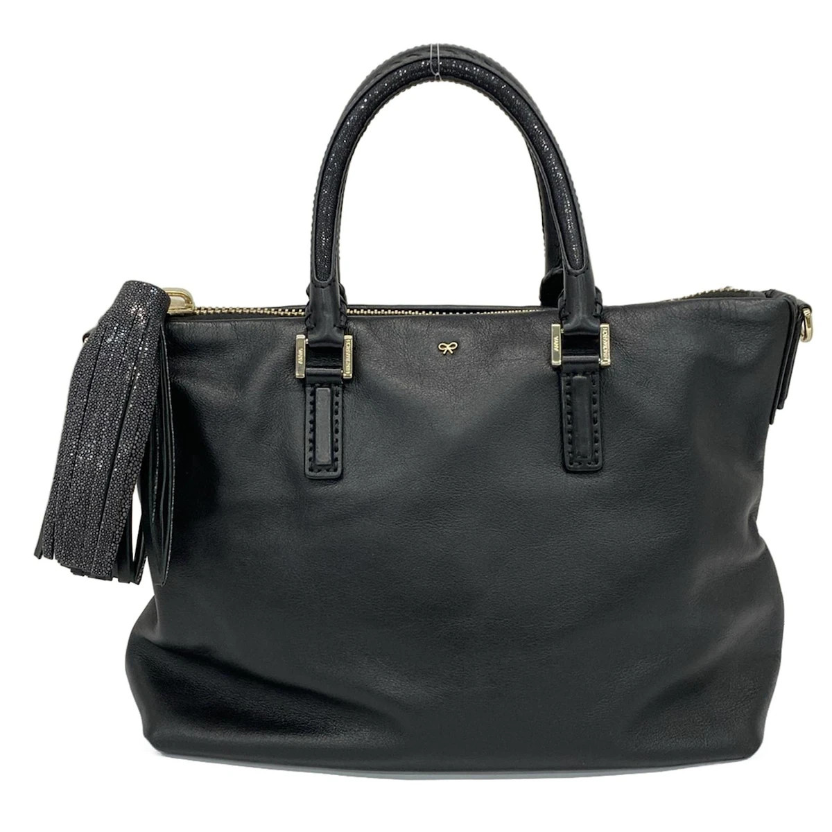 アニヤ・ハインドマーチ HUXLEY SMALL TOTE バーガンディ Anya Hindmarch HUXLEY TOTE Black Leather Handbag | eBay