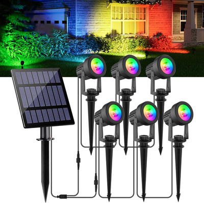 Color Changing Solar Spot Lights - Waterproof RGB Landscape Lighting (6-Pack)