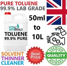 Toluene Toluol Premium 99.9% Lab Grade Solvent Degreaser 50ml to 10L FREE P&P