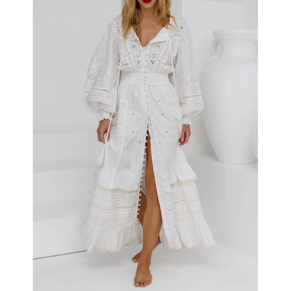 chinese dress ladies Ibiza Dress | White Lace & Crochet Maxi main image 1