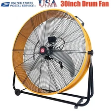 30" High Velocity Drum Fan 14000 CFM Floor Fan 3 Speed 360° Tilt Air Circulation