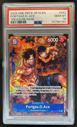 2025 One Piece Royal Blood Portgas D Ace Treasure Rare #OP08-052 PSA 10 GEM MINT