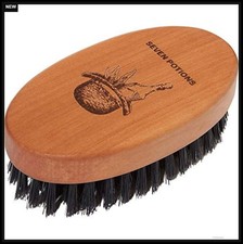 Beard Brush for Men 100 First Cut Boar Bristles Pear Wood Firm Natural