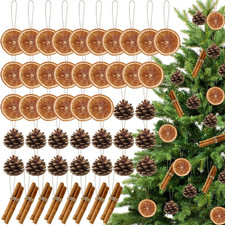 48 Pcs Christmas Tree Decorations   Natural Pine Cones, Dried Orange Slices, Cin