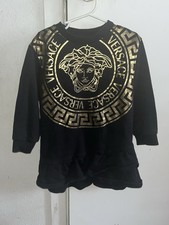Versace Black Girl's Metallic Medusa Logo Sweater Dress