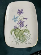 Signed Violet Porcelain Trinket Dish