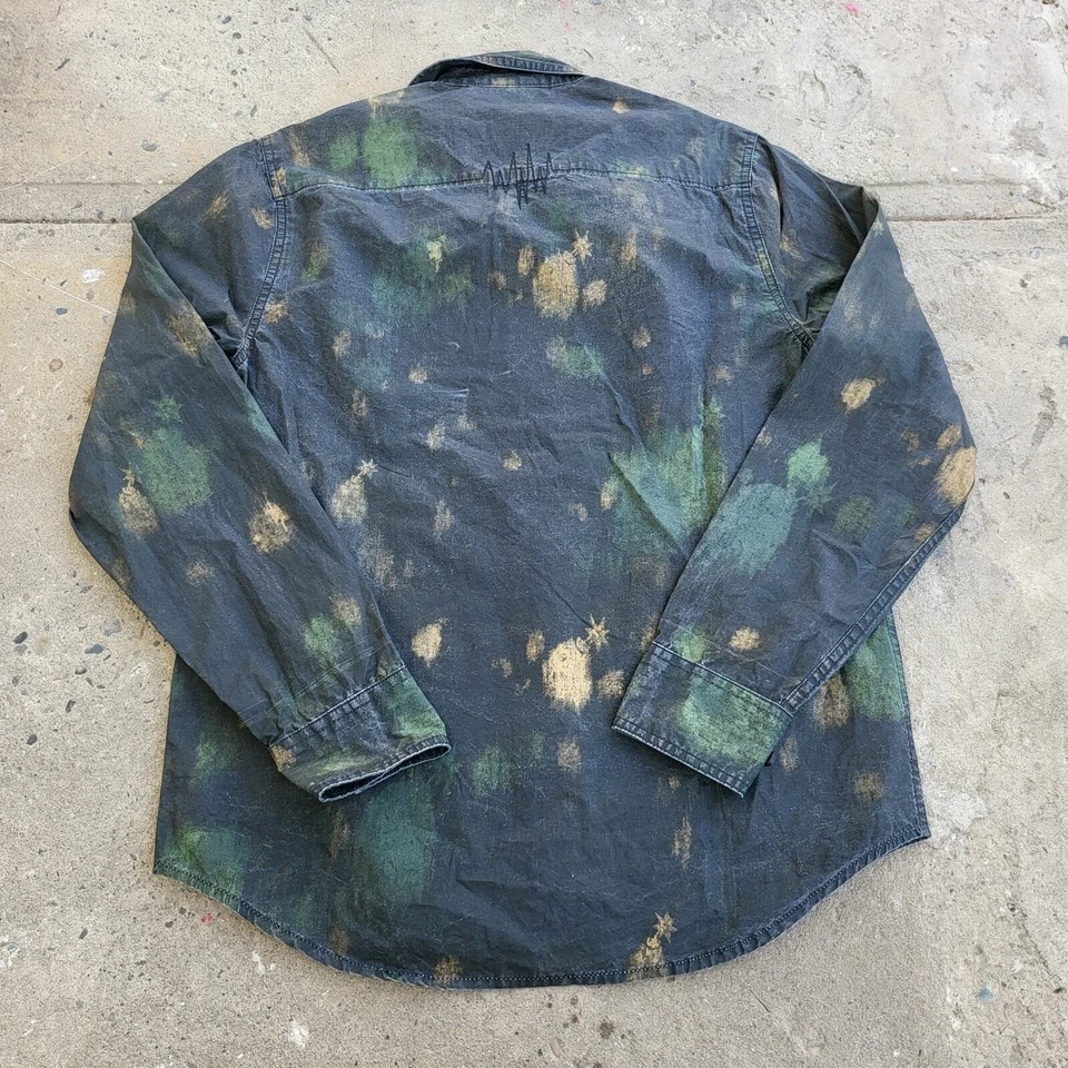 Camisa The Hundreds Para Hombre Talla M Verde Camuflada Exterior Cera Manga Larga Abotonada Foto 4 de 4