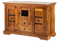 Kolonialstil Holzkommode Kommode Sideboard 130Cm Akazie Holz Massiv Hellbraun