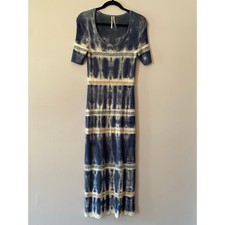 Anthropologie Blue White Kato Tie Dye Short Sleeve Midi Dress Women size Medium