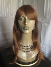 Long wig Auburn w/brown long bangs easy to style heat safe New