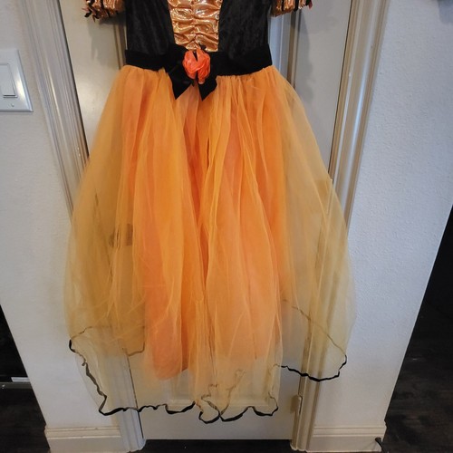 Orange Witch Girls Halloween Costume Dress Size Medium & Witch Hat - Pre-Owned - Picture 11 of 21