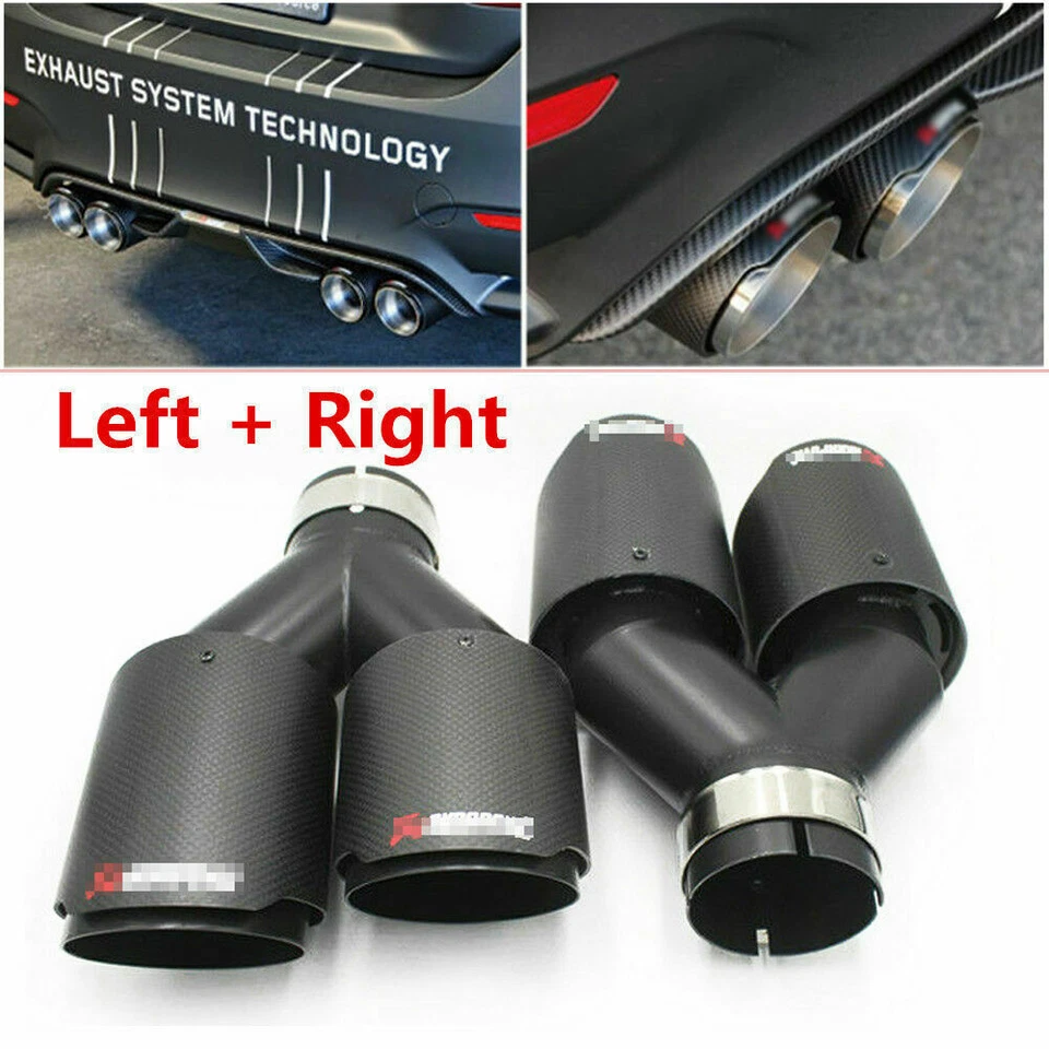 2Pcs 2.5" inlet Akrapovic Real Carbon Fiber Car Dual Exhaust Tip End Pipe OD3.5" Foto 2 de 4
