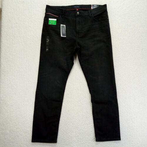 Tommy Hilfiger Jeans Mens 38x30 Black Stretch Slim Straight Denim NWT