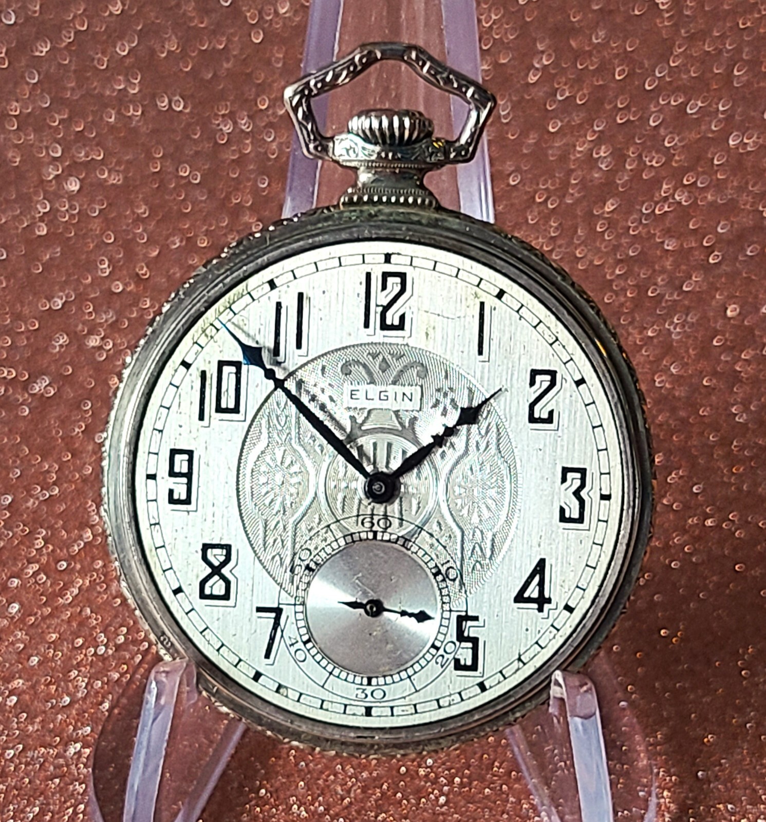14K GF Art Deco Elgin Grade 345 - 12s 17j - Ruby & Sapphire - Pocket W Runs Well - Picture 2 of 9