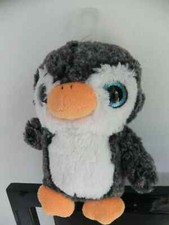 7" GREY WHITE PENGUIN SOFT CUDDLY TOY BIG BLUE EYES ZOO TEDDY BEAR XMAS A