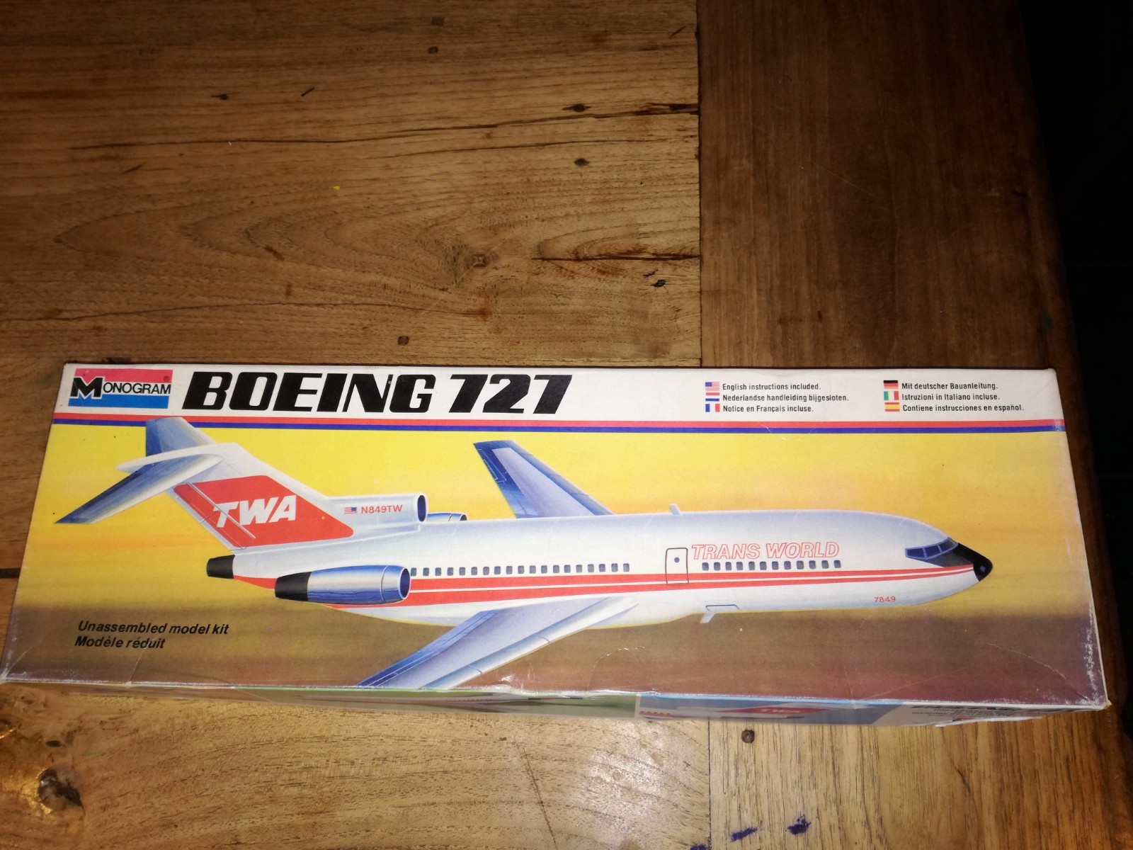 Vintage Monogram 1 98 Boeing B 727 TWA 5414 Made in USA Free p&p Vintage Monogram 1 98 Boeing B 727 TWA 5414 Made in USA Free p&p