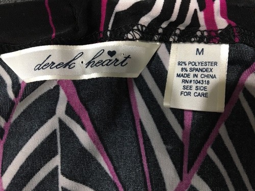 WOMEN TANK TOP SHIRT BLOUSE-DEREK HEART Medium Pink Black White - Picture 10 of 10