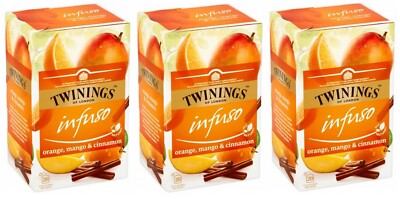 3 x TWININGS Infuso Orange, Mango & Cinnamon Fruit and Herb Tea 3 x 20 bags - 60
