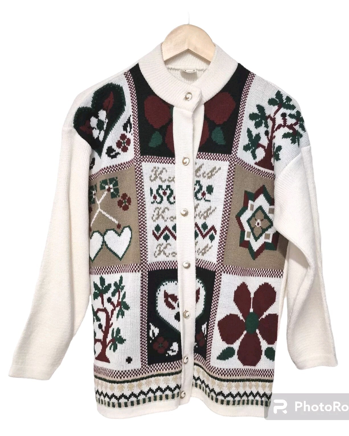 Vtg Basic Collection Xmas Nordic Patchwork Cardig… - image 1