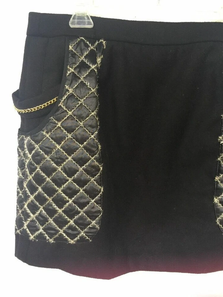 Falda acolchada de cadena negra y dorada para mujer 2b Rych 2BRYCH 2b nueva sin etiquetas Foto 2 de 4