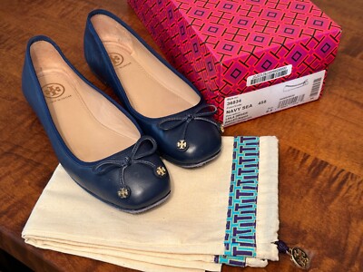 Tory Burch Navy Sea Laila Driver Ballet Flat Size