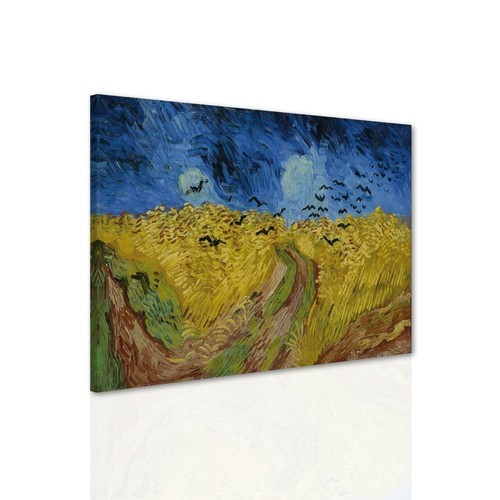 Quaro su tela Campo di grano con volo di corvi Tributo Van Gogh Tela in Cotone - Picture 2 of 6