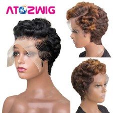 13x4 Lace Front Highlight Colored Short Pixie Cut Bob Body Wave Human Hair Wigs