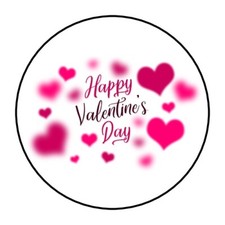 30 Happy Valentine's Day Envelope Seals Labels Stickers 1.5" Round Hearts