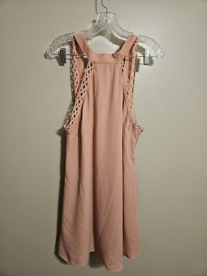 Charlotte Russe Womens Pink Halter Dress Lace Trim Sheer Lined Size Medium  | eBay